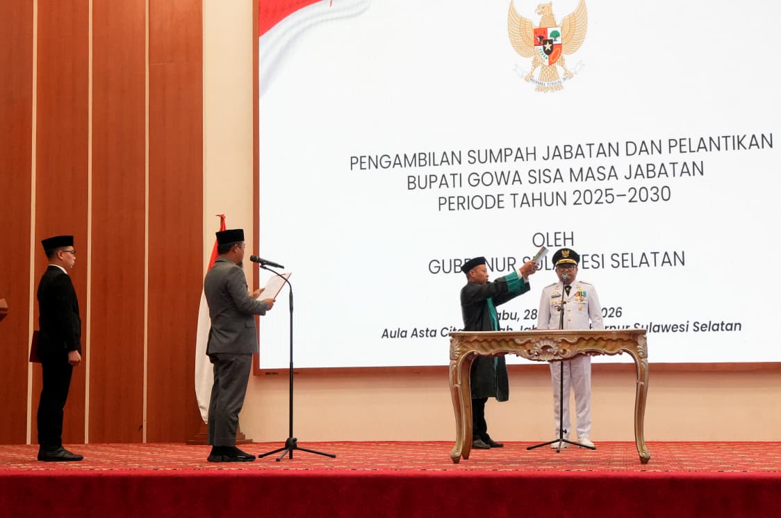 Darmawangsyah Muin Dilantik sebagai Bupati Gowa, Gubernur Sulsel Tekankan Pelayanan dan Percepatan Pembangunan