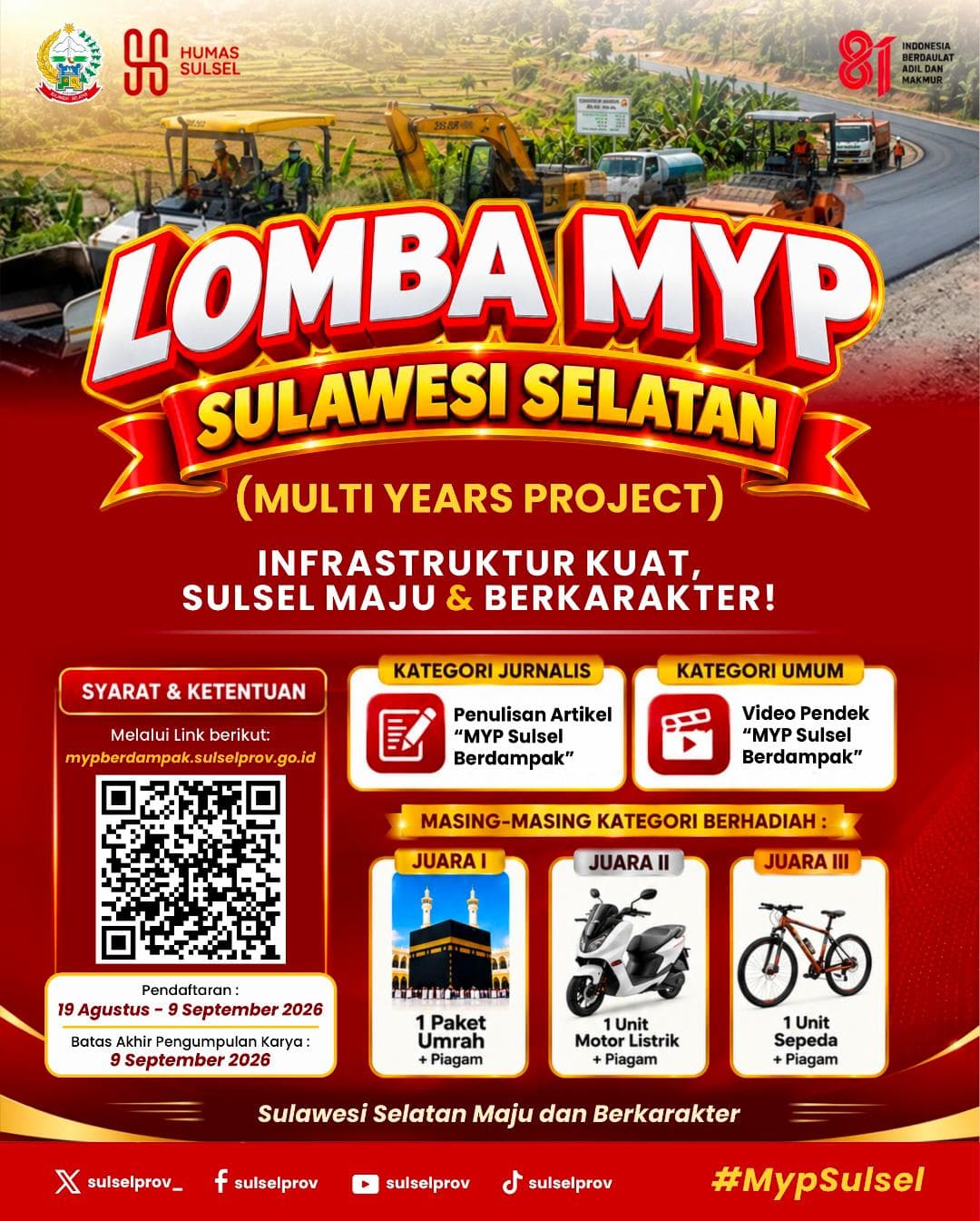Lomba MYP Sulsel, Diskominfo Ajak Jurnalis dan Masyarakat Ceritakan Dampak Pembangunan Infrastruktur